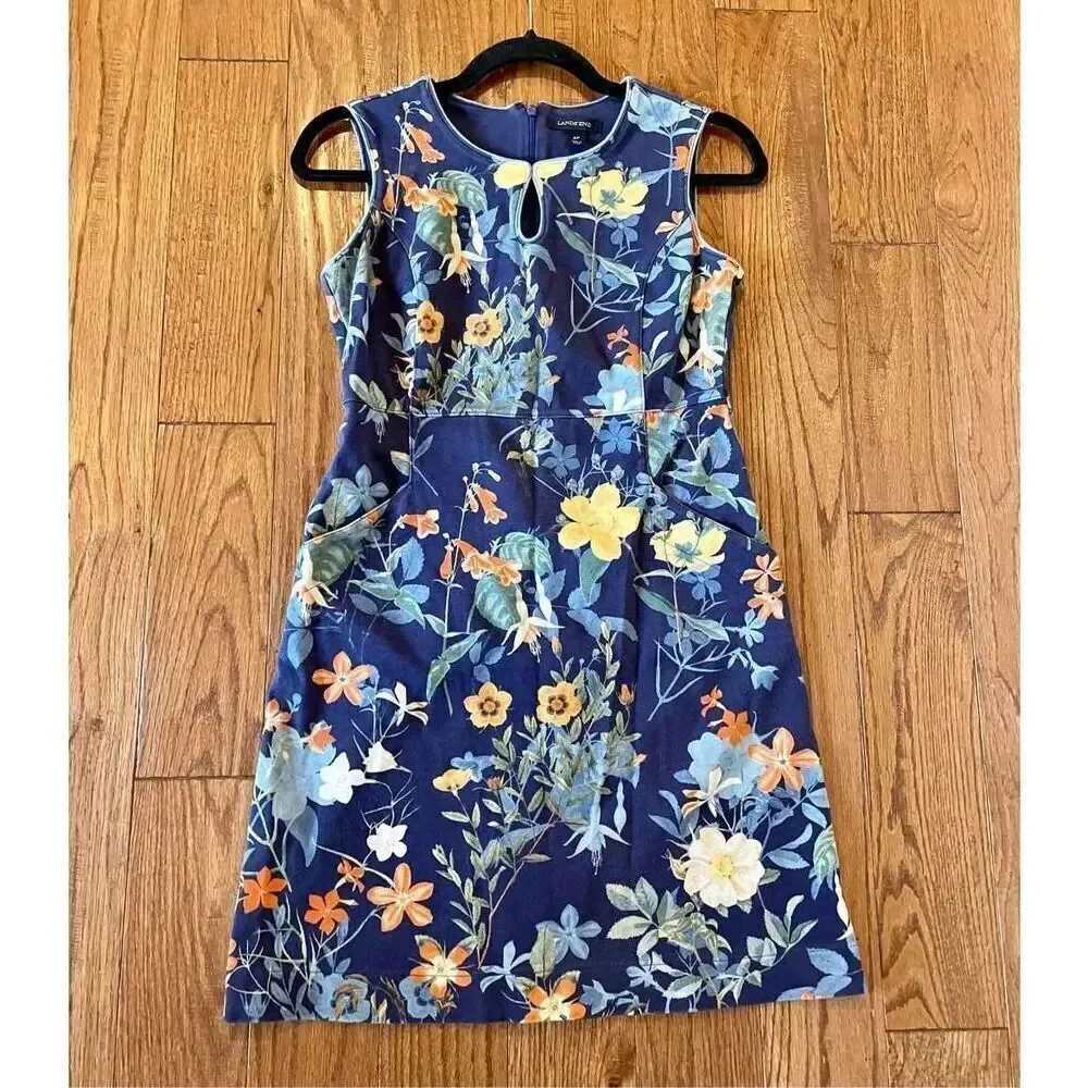 Lands end keyhole floral sleeveless dress size 4p